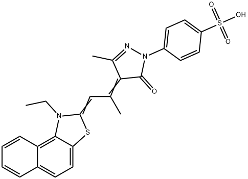 4-[4-[2-(1-ethylnaphtho[1,2-d]thiazol-2(3H)-ylidene)-1-methylethylidene]-4,5-dihydro-3-methyl-5-oxo-1H-pyrazol-1-yl]benzenesulphonic acid  结构式