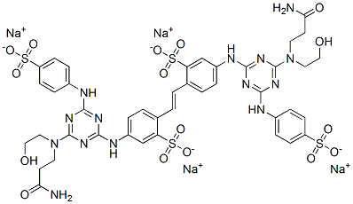4,4'-双[[4-[(2-氨基甲酰乙基)(2-羟乙基)氨基]-6-(对磺酸苯氨基)-1,3,5-三嗪-2-基]氨基]-2,2'-二磺酸四钠 结构式