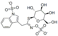 3-[[N-sulfonatooxy-C-[(2S,3R,4S,5R,6R)-3,4,5-trihydroxy-6-(hydroxymeth yl)oxan-2-yl]sulfanyl-carbonimidoyl]methyl]indole-1-sulfonate 结构式