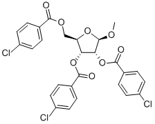 1-甲氧基-2,3,5-三(4-氯苯甲酰)氧基-beta-D-呋喃核糖 结构式