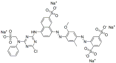 tetrasodium 2-[[4-[[4-[[4-chloro-6-[N-(sulphonatomethyl)anilino]-1,3,5-triazin-2-yl]amino]-7-sulphonato-1-naphthyl]azo]-5-methoxy-o-tolyl]azo]benzene-1,4-disulphonate 结构式