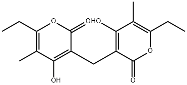 3,3'-Methylenebis(6-ethyl-4-hydroxy-5-methyl-2H-pyran-2-one) 结构式