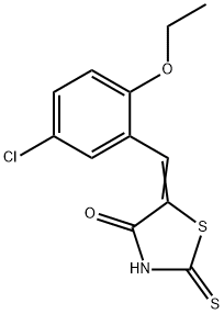 (5E)-5-[(5-氯-2-乙氧基-苯基)亚甲基]-2-硫基亚甲基-1,3-四氢噻唑-4-酮 结构式