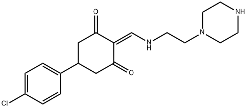 5-(4-chlorophenyl)-2-{[(2-piperazin-1-ylethyl)amino]methylene}cyclohexane-1,3-dione 结构式