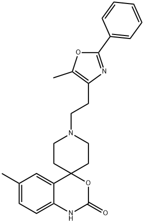 6 - 甲基-1,1' - [2 - (5 - 甲基- 2-苯基- 4-恶唑基)乙基] - 螺[4H - 3-1,1 - 苯并恶嗪- 4,4' -哌啶]-2(1H)-酮 结构式