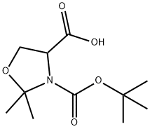 3-BOC-2,2-二甲基噁唑烷-4-甲酸 结构式