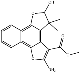 2-Amino-4,5-dihydro-5-hydroxy-4,4-dimethyl-naphtho[1,2-b:4,3<br>-b'']difuran-3-carboxylic acid methyl ester 结构式