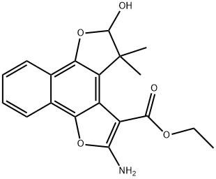 2-Amino-4,5-dihydro-5-hydroxy-4,4-dimethyl-naphtho[1,2-b:4,3<br>-b'']difuran-3-carboxylic acid ethyl ester 结构式