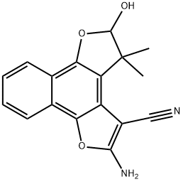 2-Amino-4,5-dihydro-5-hydroxy-4,4-dimethyl-naphtho[1,2-b:4,3<br>-b'']difuran-3-carbonitrile 结构式