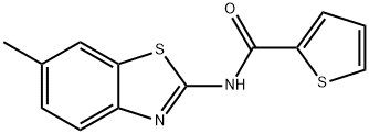 N-(6-甲基-2-苯并噻唑)-2-噻吩羧酰胺 结构式