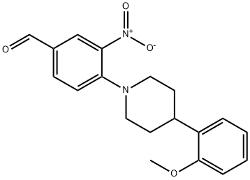 4-[4-(2-甲氧苯基)哌啶基]-3-硝基苯甲醛 结构式