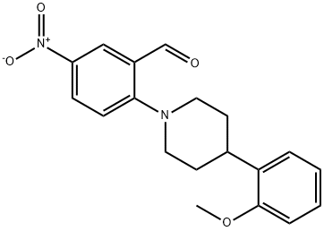 2-[4-(2-甲氧苯基)哌啶基]-5-硝基苯甲醛 结构式