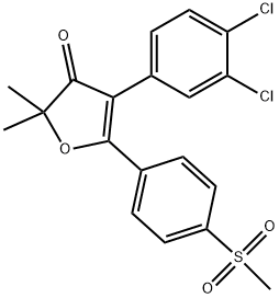 4-(3,4-dichlorophenyl)-2,2-dimethyl-5-(4-(methylsulfonyl)phenyl)furan-3(2H)-one 结构式