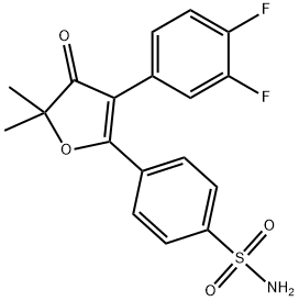 4-(3-(3,4-difluorophenyl)-5,5-dimethyl-4-oxo-4,5-dihydrofuran-2-yl)benzenesulfonamide 结构式
