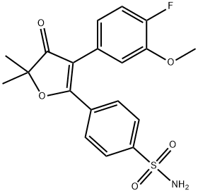4-(3-(4-fluoro-3-methoxyphenyl)-5,5-dimethyl-4-oxo-4,5-dihydrofuran-2-yl)benzenesulfonamide 结构式