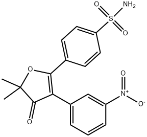 4-(5,5-dimethyl-3-(3-nitrophenyl)-4-oxo-4,5-dihydrofuran-2-yl)benzenesulfonamide 结构式