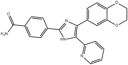 4-[4-(2,3-二氢-1,4-苯并二氧杂环己-6-基)-5-(2-吡啶基)-1H-咪唑-2-基]苯甲酰胺 结构式