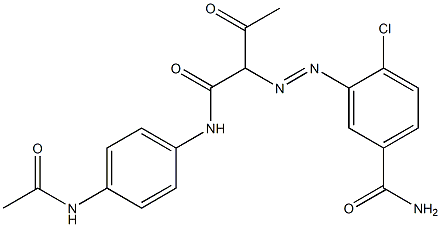 4'-乙酰氨基-2-[(5-氨基甲酰-2-氯苯基)偶氮]乙酰乙酰苯胺 结构式