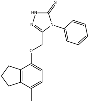 5-[[(7-METHYL-2,3-DIHYDRO-1H-INDEN-4-YL)OXY]METHYL]-4-PHENYL-4H-1,2,4-TRIAZOLE-3-THIOL 结构式