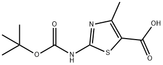 N-叔丁氧羰基-2-氨基-4-甲基噻唑-5-甲酸 结构式