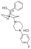 Bicyclo(3.3.1)nonan-9-ol, 2-(4-(4-fluorophenyl)-1-piperazinyl)-9-pheny l-, monohydrochloride 结构式