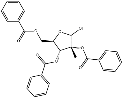 2,3,5-三苯甲酰氧基-2-C-甲基-D-呋喃核糖 结构式