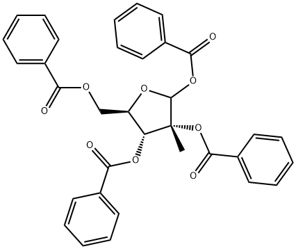 2-C-甲基-D-呋喃核糖 1,2,3,5-四苯甲酸酯 结构式