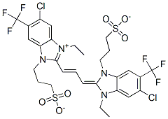 3-[(2E)-5-CHLORO-2-[(E)-3-[6-CHLORO-1-ETHYL-3-(3-SULFOPROPYL)-5-(TRIFLUOROMETHYL)BENZIMIDAZOL-3-IUM-2-YL]PROP-2-ENYLIDENE]-3-ETHYL-6-(TRIFLUOROMETHYL)BENZIMIDAZ 结构式