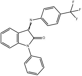 (Z)-1-苯基-3-(4-(三氟甲基)苯基亚氨)吲哚啉-2-酮 结构式