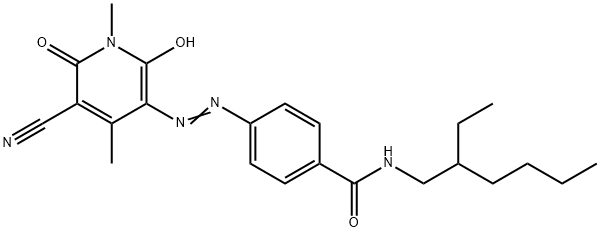4-[(5-氰基-1,6-二氢-2-羟基-1,4-二甲基-6-氧代-3-吡啶基)偶氯]-N-(2-乙基己基)-苯甲酰胺 结构式
