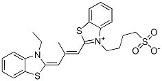 2-[3-(3-ethyl-3H-benzothiazol-2-ylidene)isobut-1-enyl]-3-(4-sulphonatobutyl)benzothiazolium 结构式