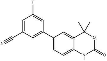 3-(4,4-DIMETHYL-2-OXO-2,4-DIHYDRO-1H-BENZO[D][1,3]OXAZIN-6-YL)-5-FLUOROBENZONITRILE 结构式