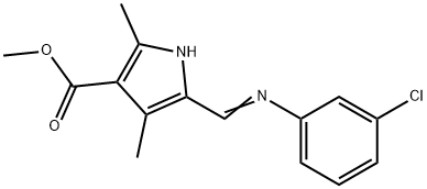 1H-Pyrrole-3-carboxylicacid,5-[[(3-chlorophenyl)imino]methyl]-2,4-dimethyl-,methylester(9CI) 结构式