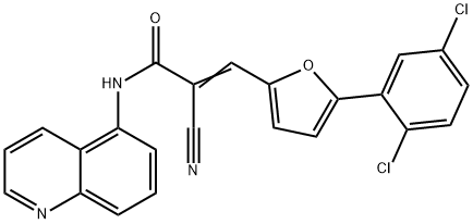 2-氰基-3-[5-(2,5-二氯苯基)-2-呋喃基]-N-5-喹啉基-2-丙烯酰胺 结构式