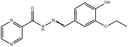 N'-(3-ethoxy-4-hydroxybenzylidene)-2-pyrazinecarbohydrazide 结构式