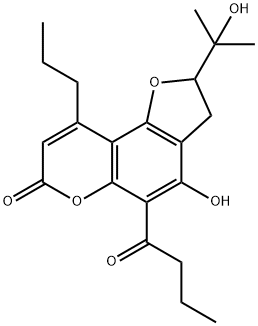 2,3-Dihydro-4-hydroxy-2-(1-hydroxy-1-methylethyl)-5-(1-oxobutyl)-9-propyl-7H-furo[2,3-f][1]benzopyran-7-one 结构式