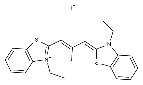 3-乙基-2-[3-(3-乙基-3H-苯并噻唑-2-亚基)-2-甲基丙-1-烯基]苯并噻唑碘化物 结构式