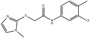 N-(3-CHLORO-4-METHYLPHENYL)-2-[(1-METHYL-1H-IMIDAZOL-2-YL)SULFANYL]ACETAMIDE 结构式