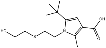 5-(TERT-BUTYL)-1,2-[(2-HYDROXYETHYL)THIO]ETHYL-2-METHYL-1H-PYRROLE-3-CARBOXYLIC ACID 结构式