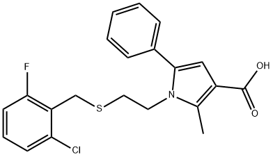 1-(2-[(2-CHLORO-6-FLUOROBENZYL)THIO]ETHYL)-2-METHYL-5-PHENYL-1H-PYRROLE-3-CARBOXYLIC ACID 结构式