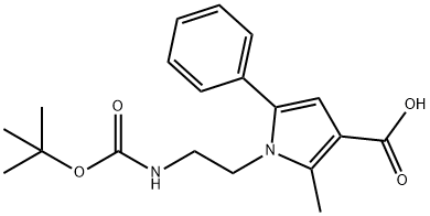 1-{2-[(TERT-BUTOXYCARBONYL)AMINO]ETHYL}-2-METHYL-5-PHENYL-1H-PYRROLE-3-CARBOXYLIC ACID 结构式