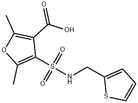 2,5-二甲基-4-[[(2-噻吩甲基)氨基]磺酰基]-3-呋喃羧酸 结构式
