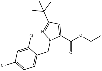 ETHYL 3-(TERT-BUTYL)-1-(2,4-DICHLOROBENZYL)-1H-PYRAZOLE-5-CARBOXYLATE 结构式