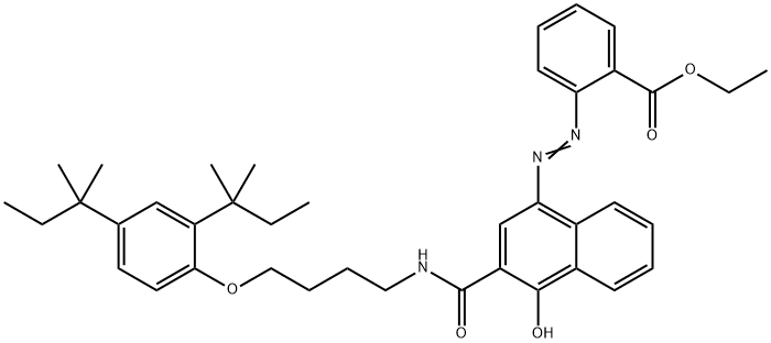 4-(2-Ethoxycarbonylphenylazo)-1-hydroxy-N-[4-(2,4-di-t-pentylphenoxy)butyl]-2-naphthamide 结构式