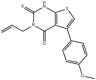 3-ALLYL-5-(4-METHOXYPHENYL)-2-SULFANYLTHIENO[2,3-D]PYRIMIDIN-4(3H)-ONE 结构式