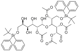 四-O-乙酰-6,6′-二-O-(叔丁基二苯基硅基)-D-呋喃葡烯糖-5-半乳糖苷 结构式