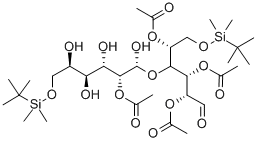 四-O-乙酰-6,6′-二-O-(叔丁基二甲基硅基)-D-呋喃葡烯糖-5-半乳糖苷 结构式