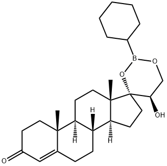 (20R)-17,21-[(Cyclohexylboranediyl)bisoxy]-20-hydroxypregn-4-en-3-one 结构式