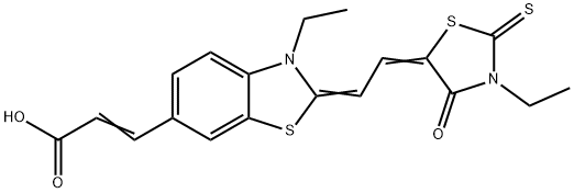 6-Benzothiazolineacrylic  acid,  3-ethyl-2-[2-(3-ethyl-4-oxo-2-thioxo-5-thiazolidinylidene)ethylidene]-  (7CI,8CI) 结构式
