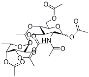 2-乙酰氨基-2-脱氧-1,4,6-三-O-乙酰基-3-O-(2,3,4-三-O-乙酰基-Α-L-呋喃糖苷)-D-吡喃葡萄糖 结构式